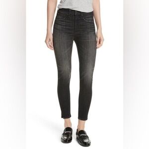 rag & bone High Rise Ankle Skinny Jeans Black Lock Slit Hem Size 28